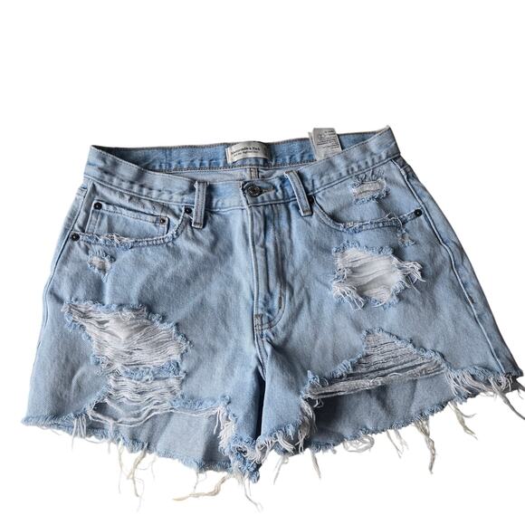 Abercrombie & Fitch Pants - Abercrombie & Fitch Mid Rise Boyfriend Jean Shorts Shredded Light Women's 28/6